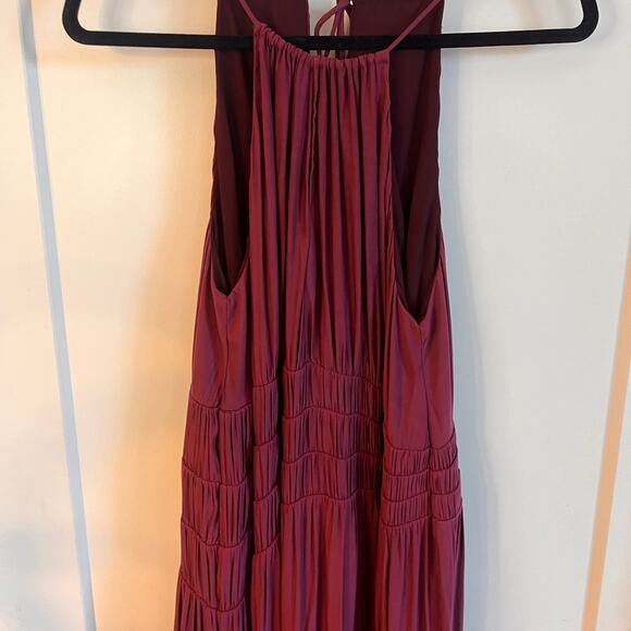 Anthropologie Moulinette Soeurs Burgundy Halter Smocked Midi Dress Size 12 - Picture 5 of 10